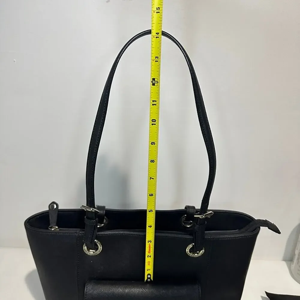 Karl Lagerfeld Black Saffiano Leather Tote Handbag Purse - Adjustable Straps - Picture 9 of 12